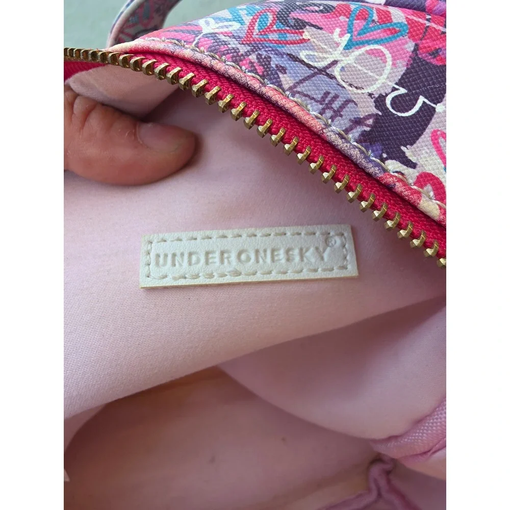 Under One Sky Graffiti‎ Love Mini Backpack Pink Purple Street Art Heart Bag D1